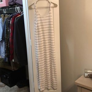 White, black striped dress by a sustainable natural company!